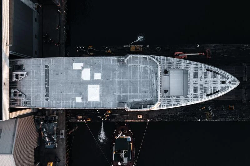 a large silver train on a track aboard PROMISE.D Yacht for Sale