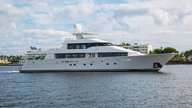 a large white boat aboard BESS TIMES Yacht for Sale