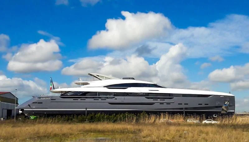 a large white airplane aboard UTOPIA IV Yacht for Sale