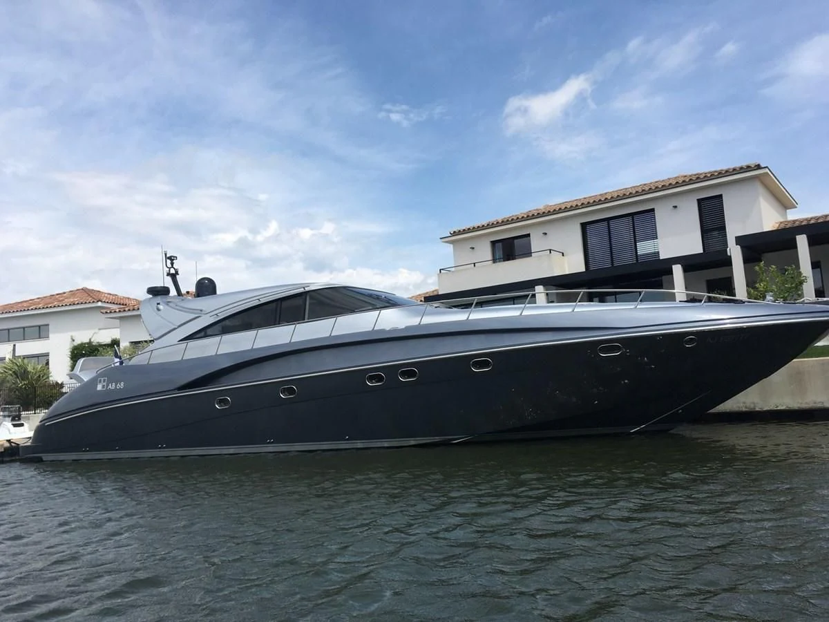 a large boat in the water aboard FOX Yacht for Sale