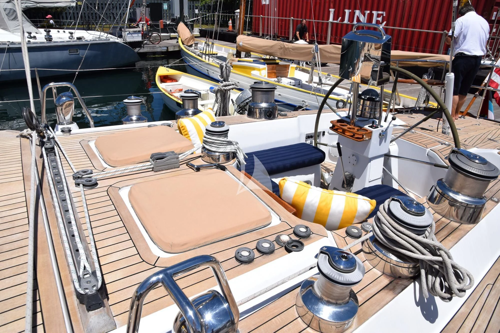 a boat with a large metal bar aboard LUNA DANNS Yacht for Sale