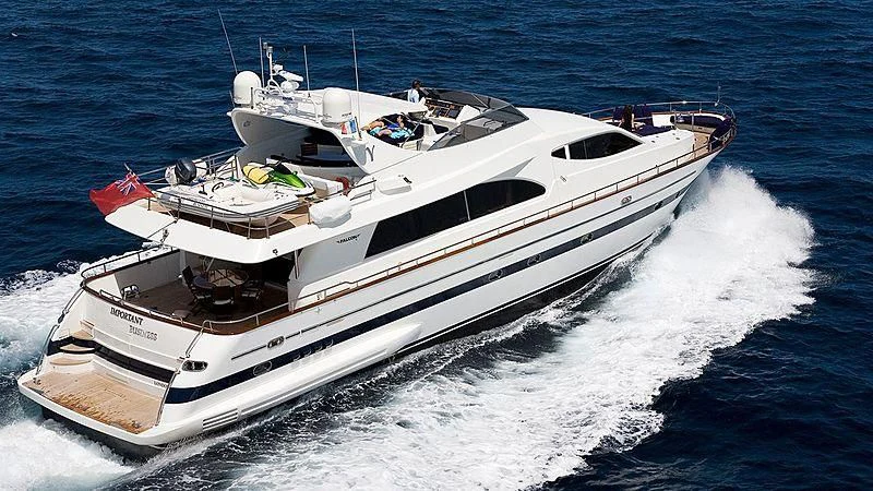a white yacht on the water aboard IMPORTANT BUSINESS Yacht for Sale