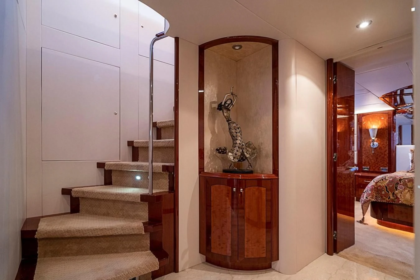 a statue in a room aboard RENDEZVOUS Yacht for Sale