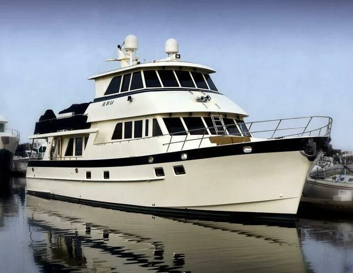 a large white boat aboard AL DI LA Yacht for Sale