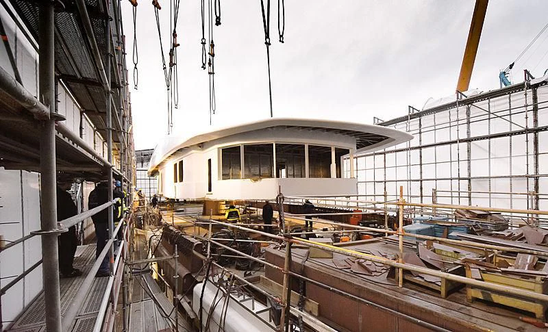 a building under construction aboard BLACK SHARK Yacht for Sale