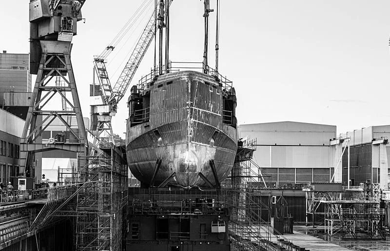 a large metal ship aboard BLACK SHARK Yacht for Sale