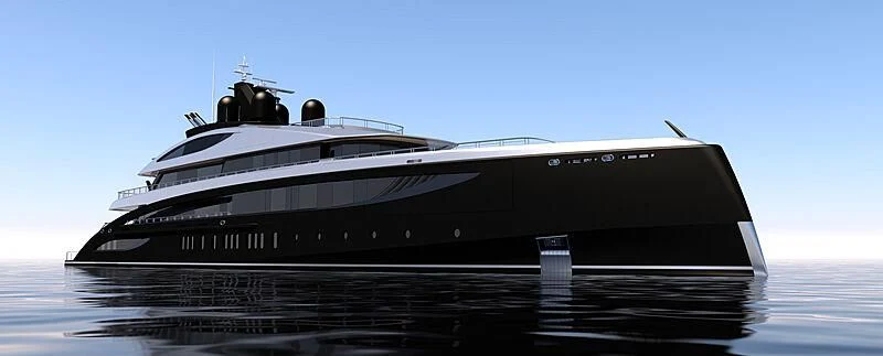 a large cruise ship aboard BLACK SHARK Yacht for Sale