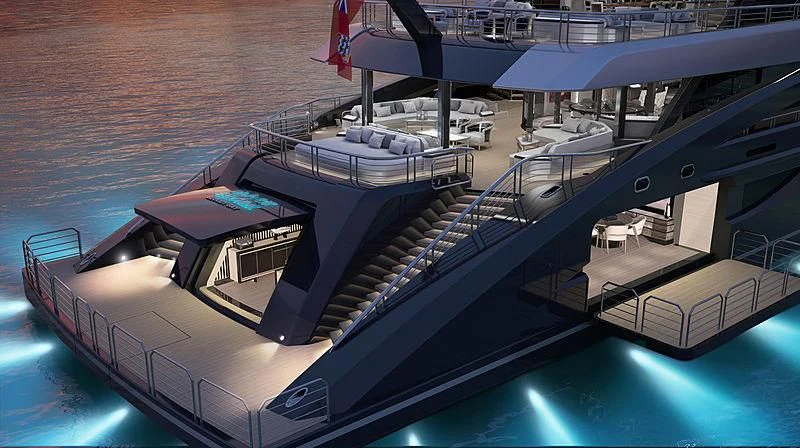 a boat on the water aboard BLACK SHARK Yacht for Sale