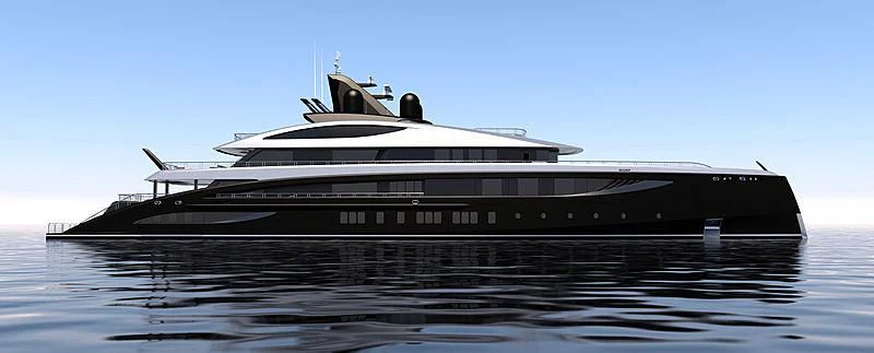 a large ship on the water aboard BLACK SHARK Yacht for Sale