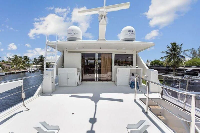 a building with a dome and a satellite dish on top aboard MENTORSHIP IV Yacht for Sale