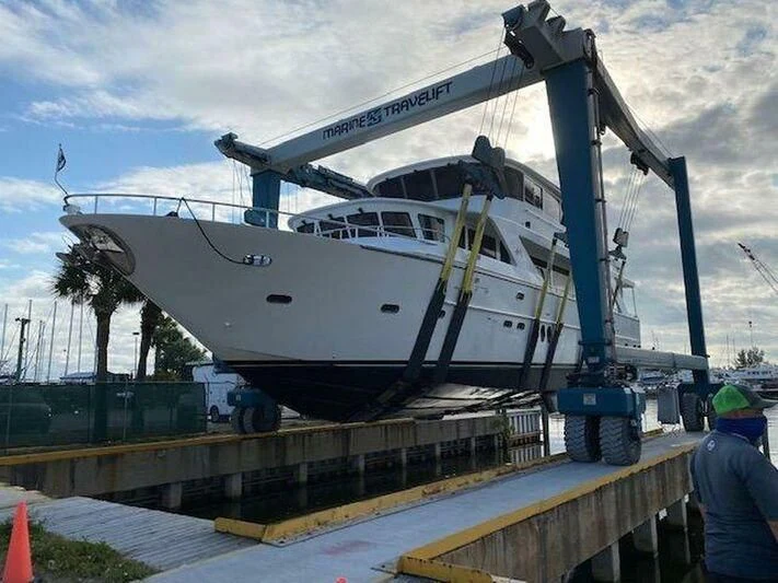 a boat on a dock aboard MENTORSHIP IV Yacht for Sale