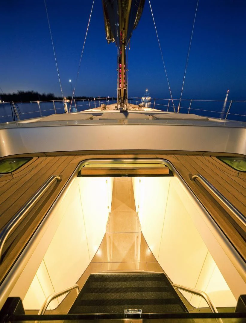 a view of a bridge from a boat aboard RUNNING ON FAITH Yacht for Sale
