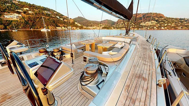 a boat on the water aboard RUNNING ON FAITH Yacht for Sale