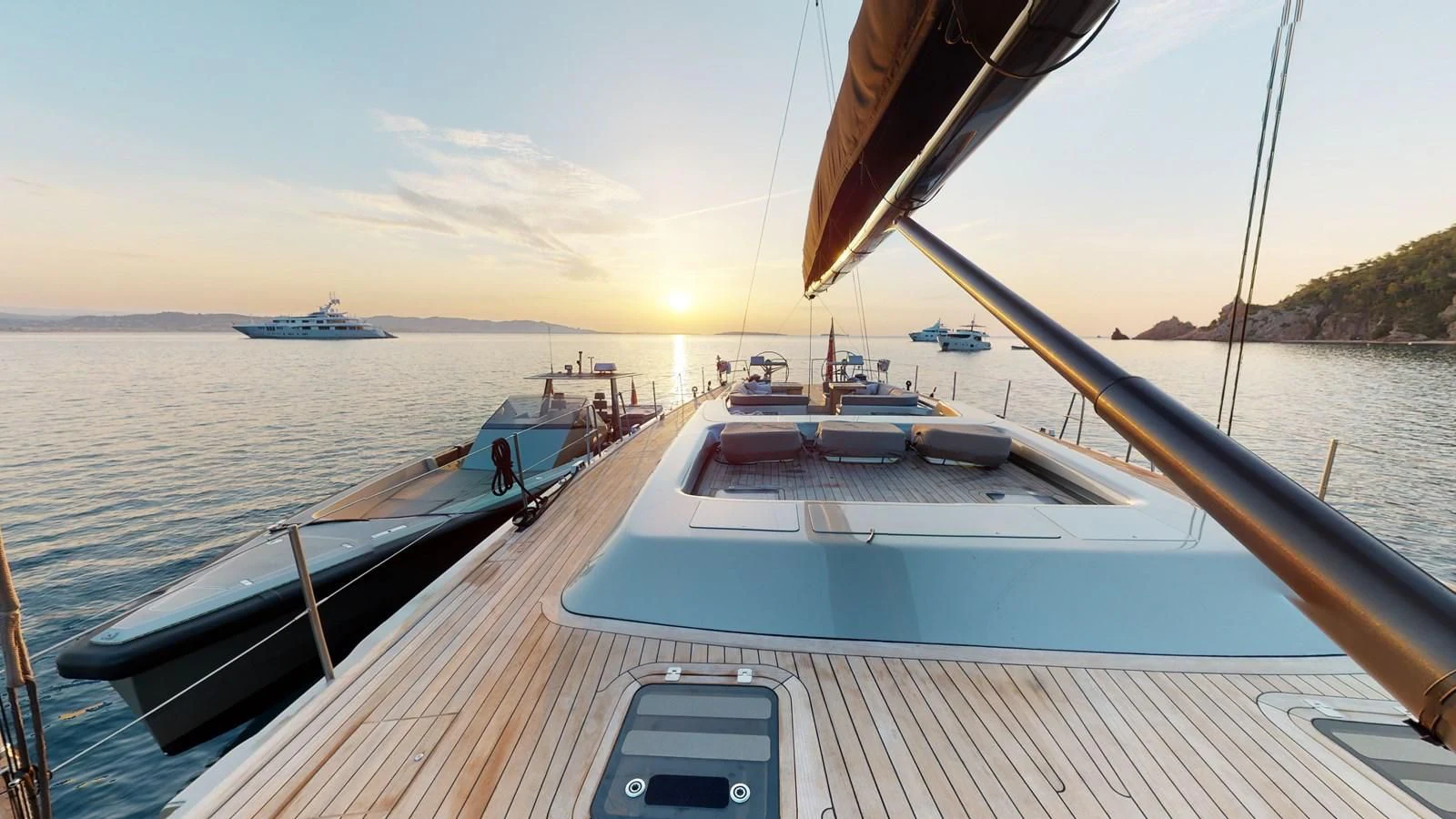 a boat on the water aboard RUNNING ON FAITH Yacht for Sale