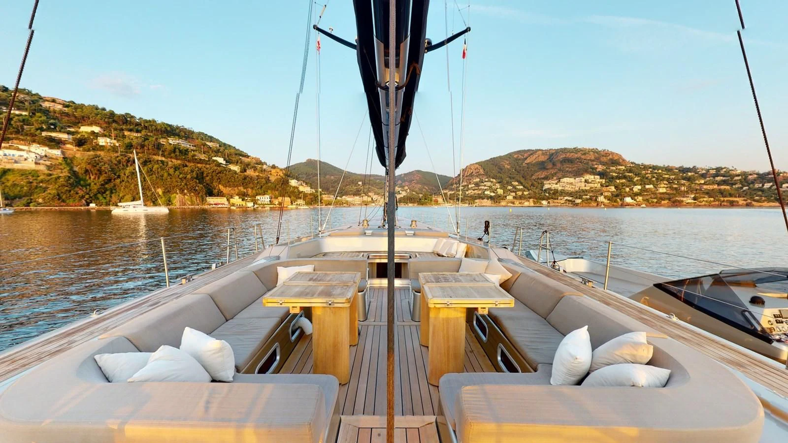 a boat on the water aboard RUNNING ON FAITH Yacht for Sale