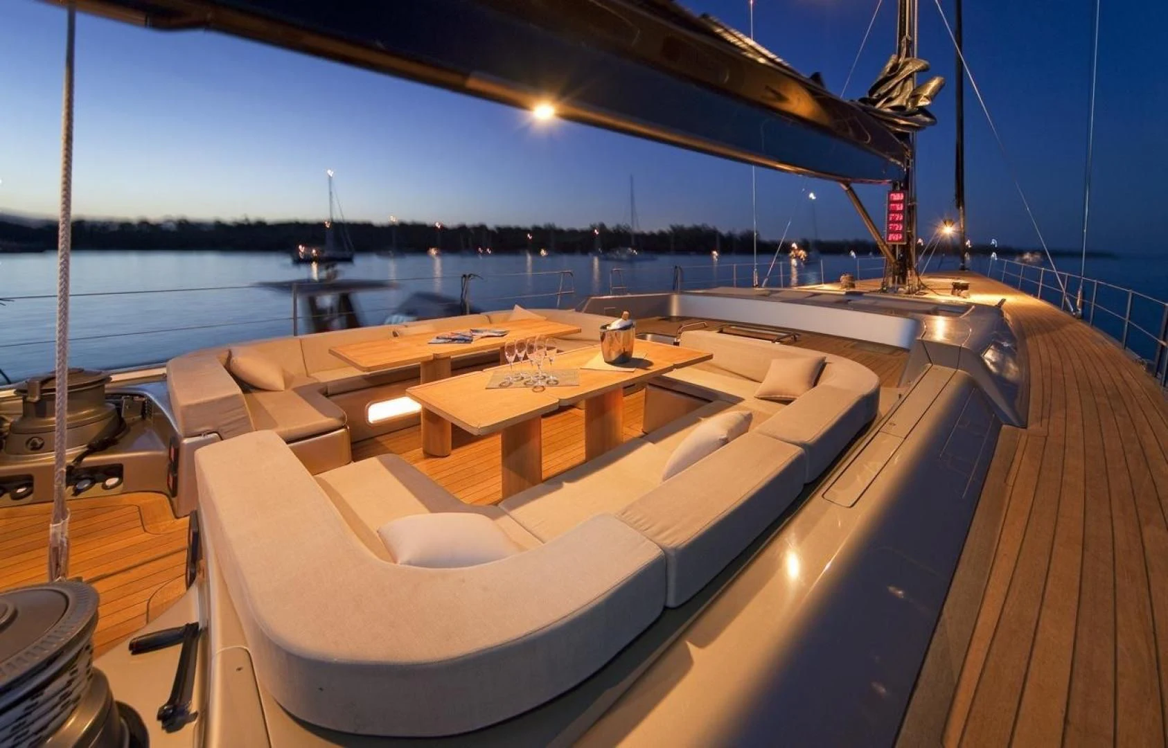 a boat on the water aboard RUNNING ON FAITH Yacht for Sale