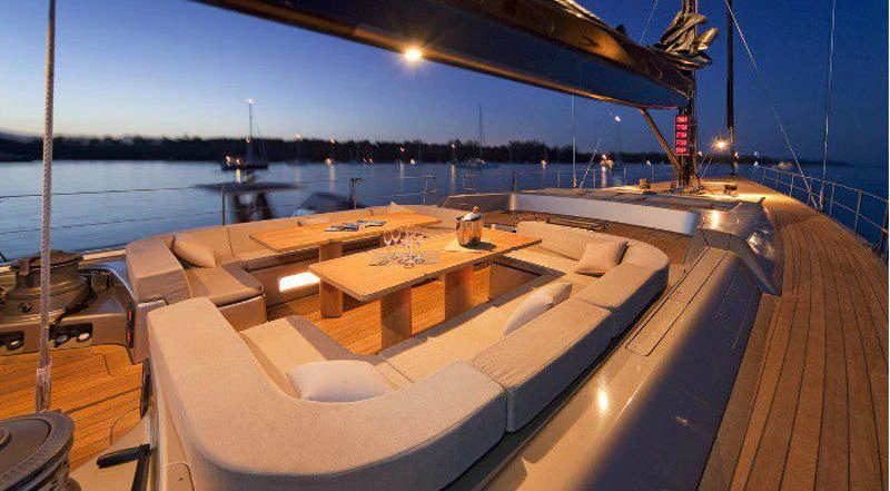 a boat on the water aboard RUNNING ON FAITH Yacht for Sale
