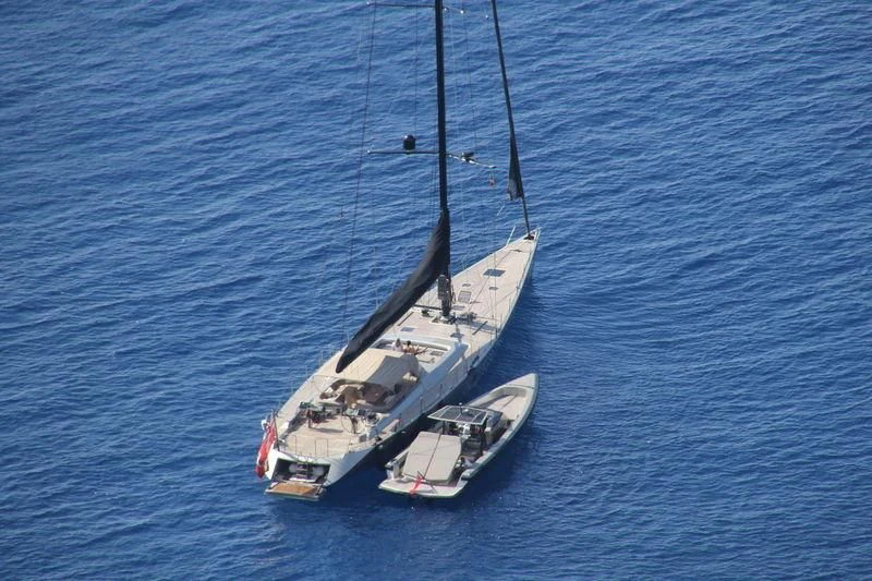 a boat on the water aboard RUNNING ON FAITH Yacht for Sale