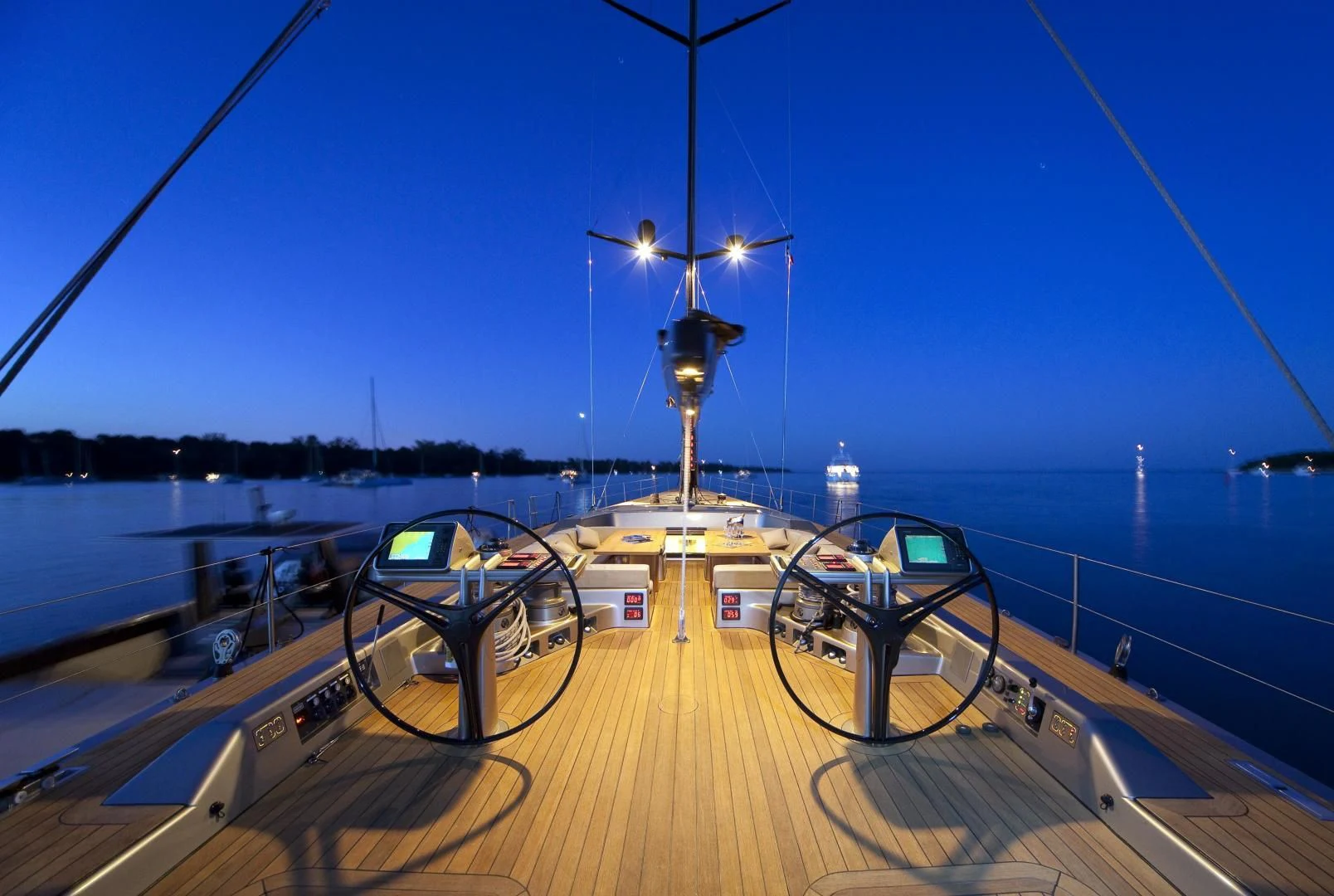 a boat on a body of water aboard RUNNING ON FAITH Yacht for Sale