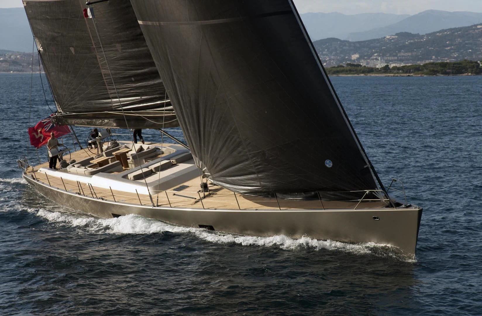 a boat sailing on the sea aboard RUNNING ON FAITH Yacht for Sale