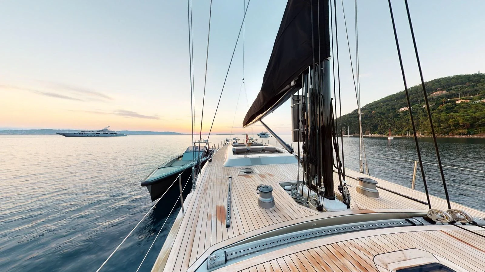 a boat on the water aboard RUNNING ON FAITH Yacht for Sale