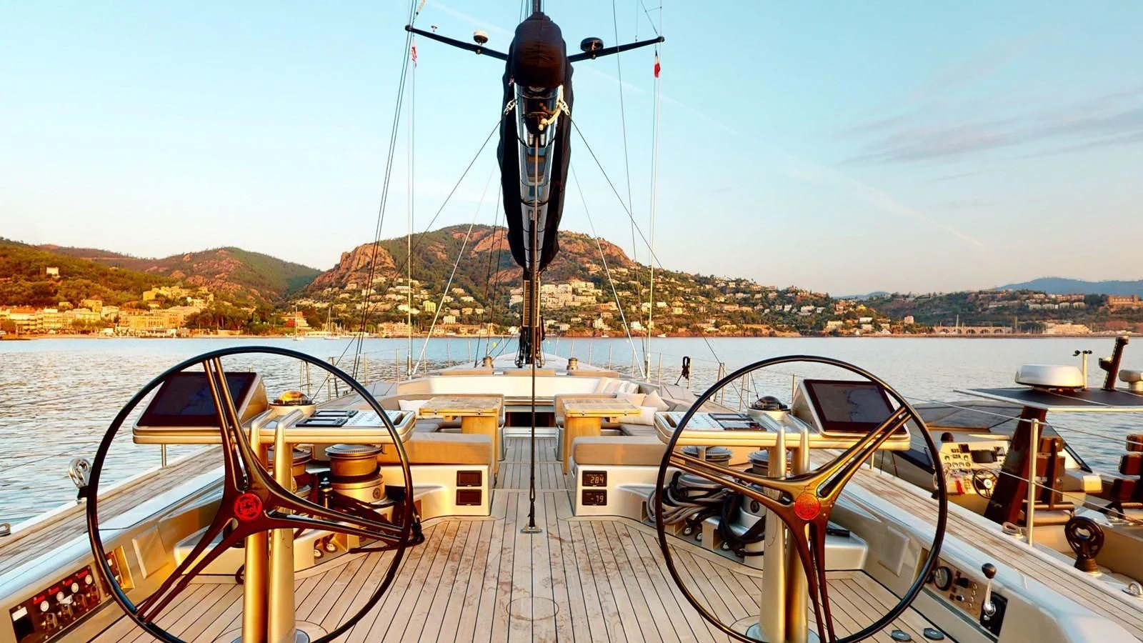a boat on the water aboard RUNNING ON FAITH Yacht for Sale