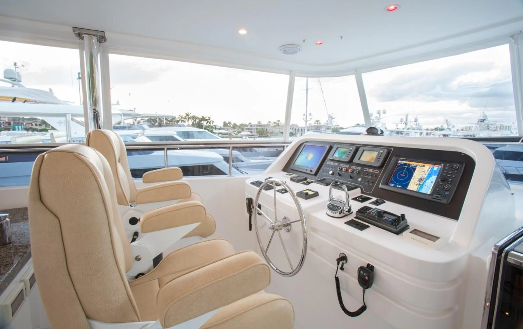 inside of a car aboard EBITDA Yacht for Sale