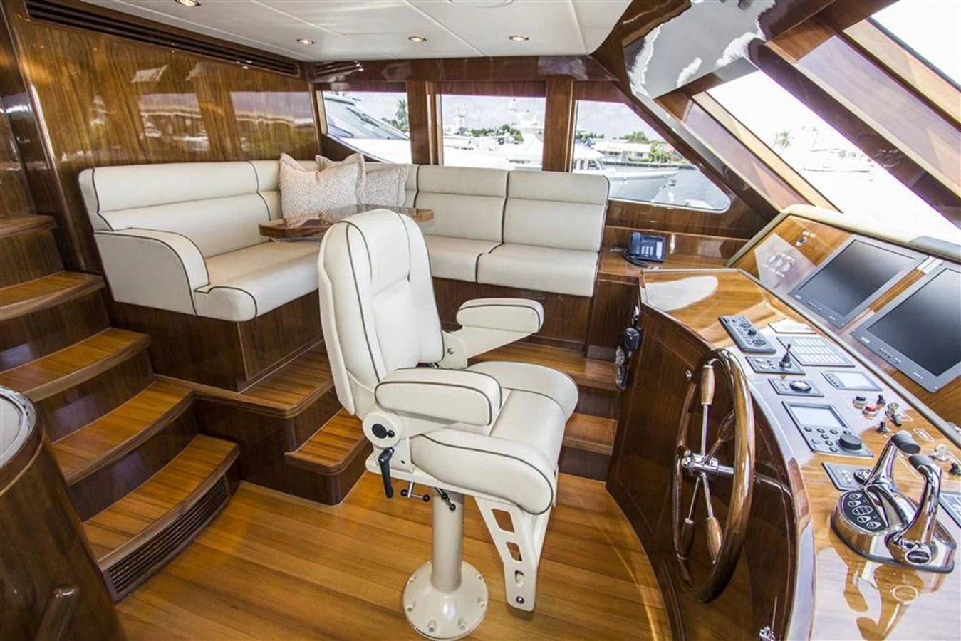 a room with a desk and a chair aboard EBITDA Yacht for Sale