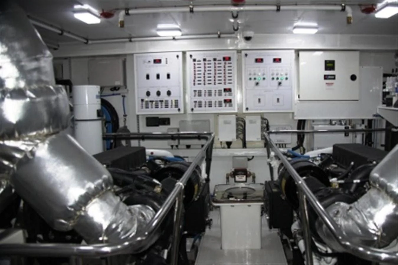 a large machine with a large metal pipe aboard EBITDA Yacht for Sale
