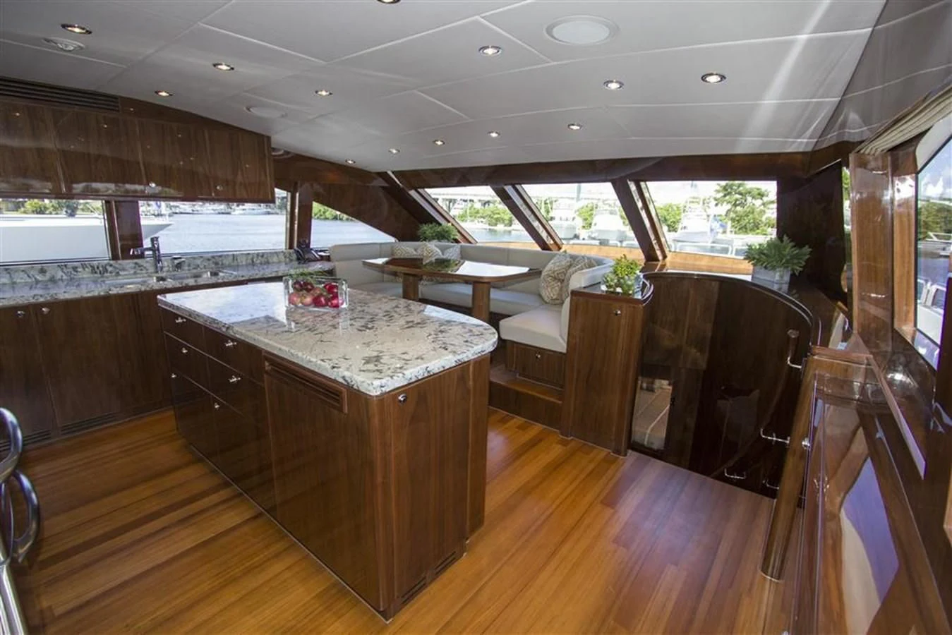 a large room with a large window aboard EBITDA Yacht for Sale