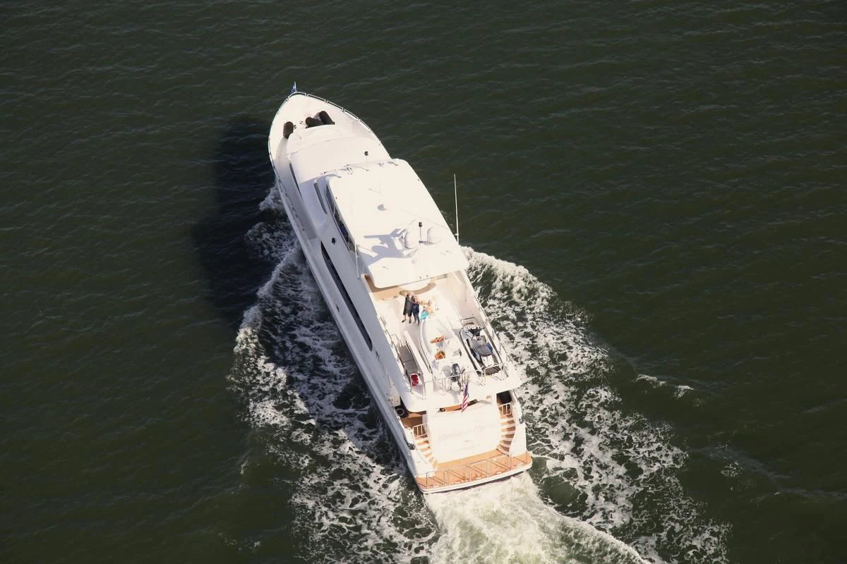 a military boat in the water aboard EBITDA Yacht for Sale