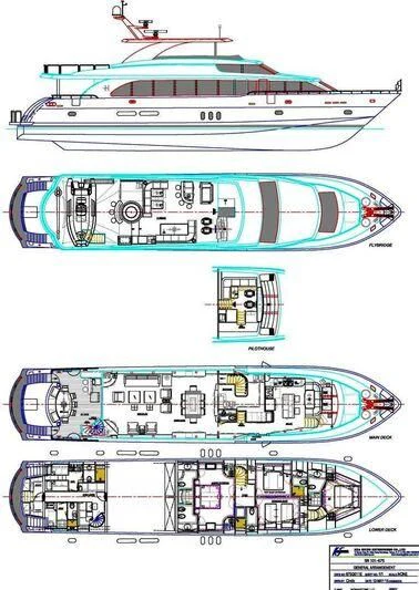 diagram, engineering drawing aboard EBITDA Yacht for Sale