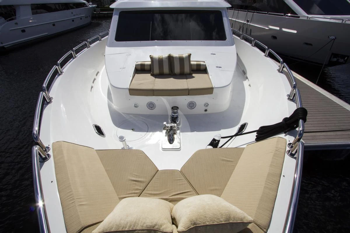 a boat with a steering wheel aboard EBITDA Yacht for Sale