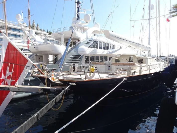 a large white boat aboard PITUXIN VI Yacht for Sale