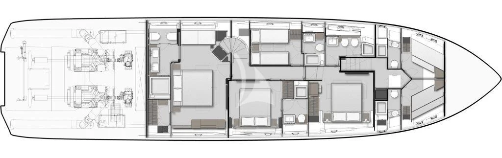 a drawing of a house aboard VITTORIA Yacht for Sale