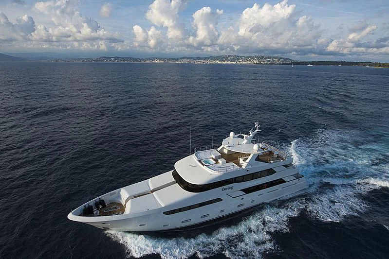 a white boat in the water aboard DARLING Yacht for Sale