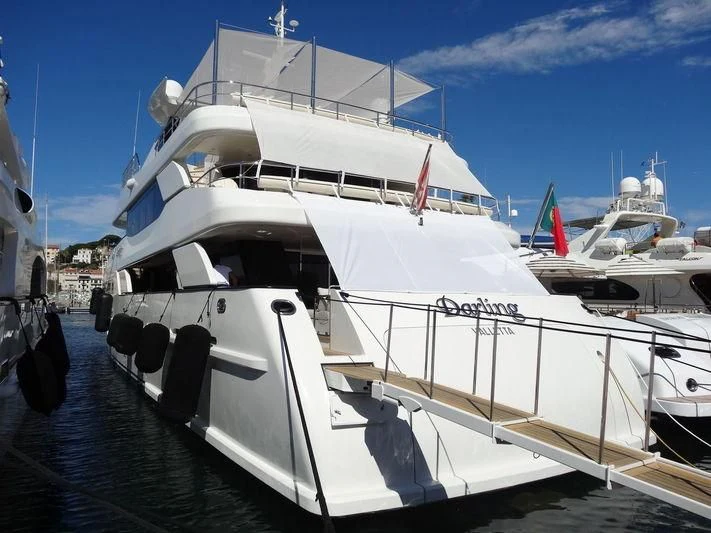 a large white boat aboard DARLING Yacht for Sale