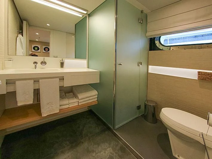 a bathroom with a sink and a toilet aboard DARLING Yacht for Sale
