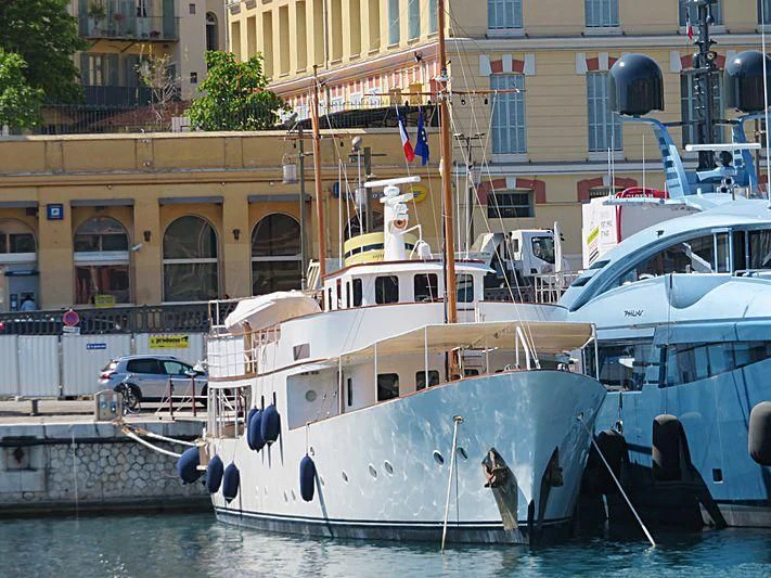 boats docked in a harbor aboard DEIANEIRA Yacht for Sale