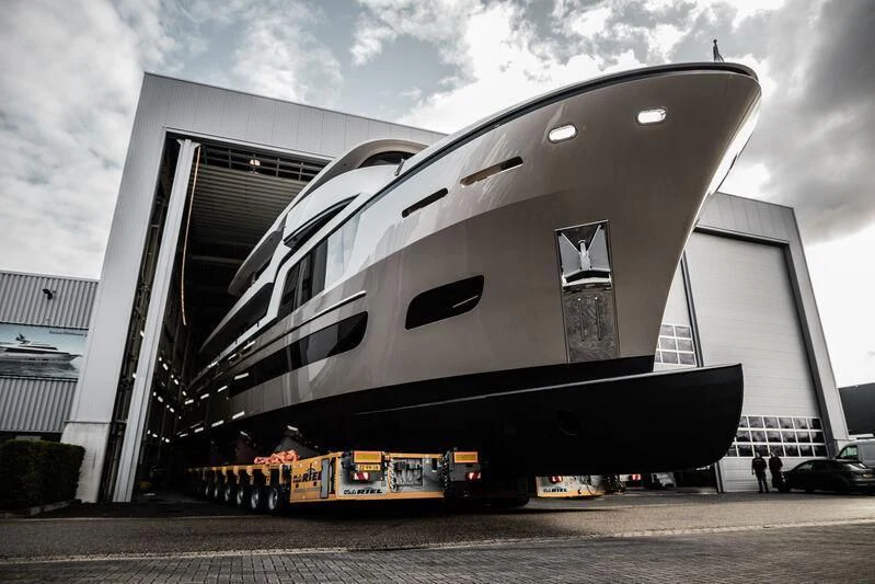 a large building with a large glass window aboard LL Yacht for Sale