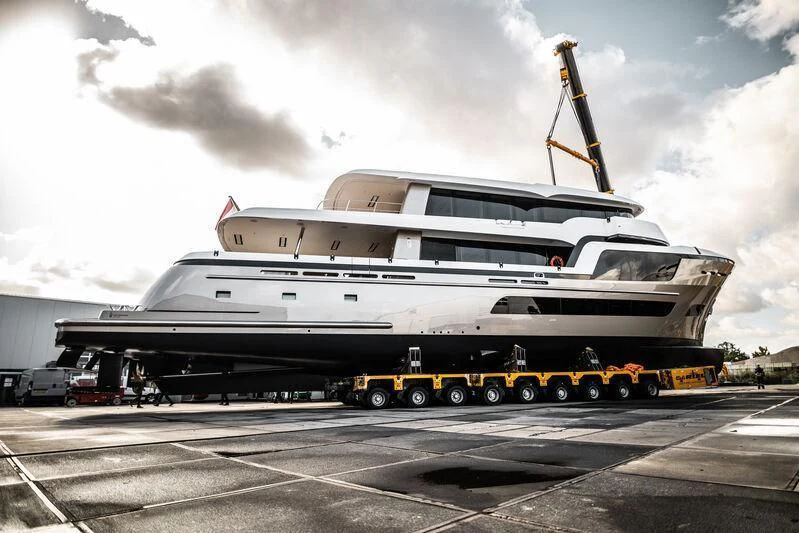 a large white boat aboard LL Yacht for Sale