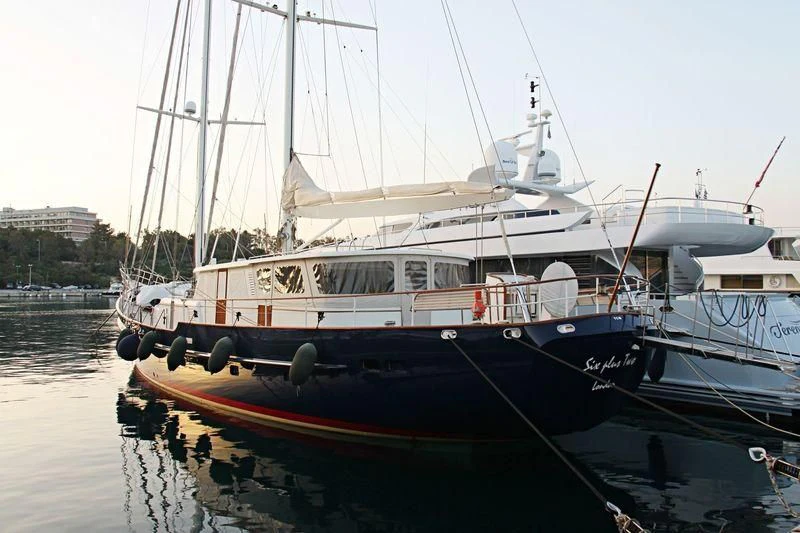 a boat docked at a pier aboard SIX PLUS TWO Yacht for Sale