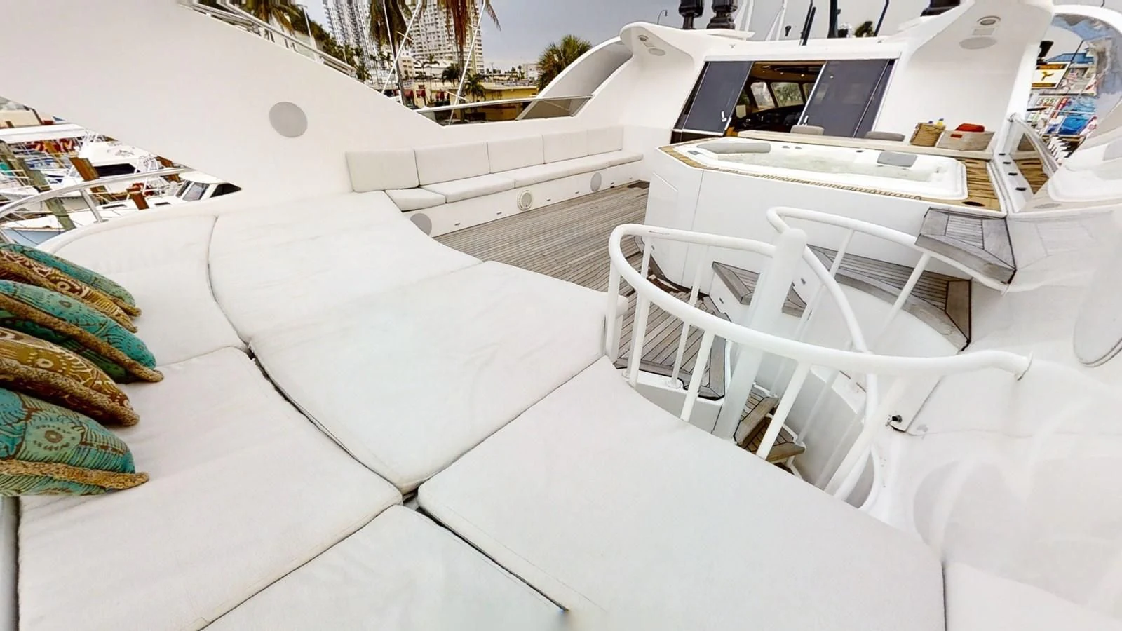 a group of chairs in a snowy area aboard ENTOURAGE Yacht for Sale