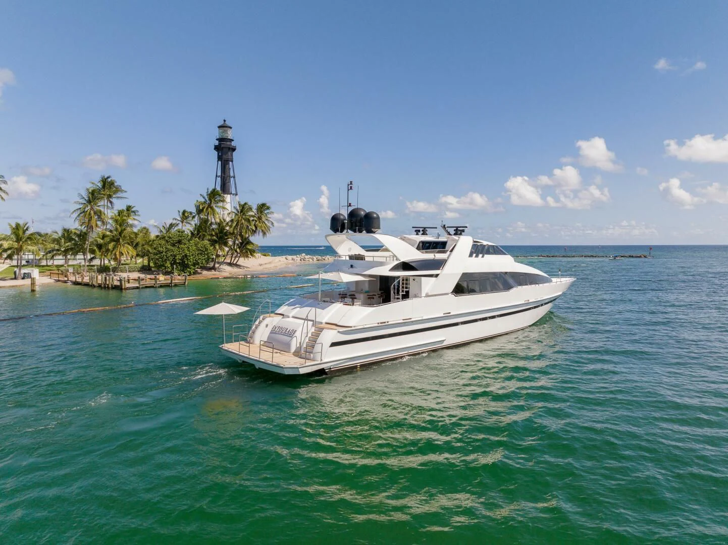 a boat in the water aboard ENTOURAGE Yacht for Sale