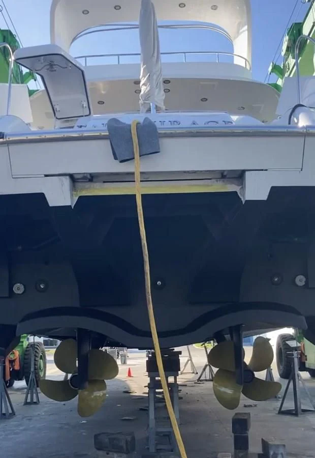 a boat on a trailer aboard ENTOURAGE Yacht for Sale