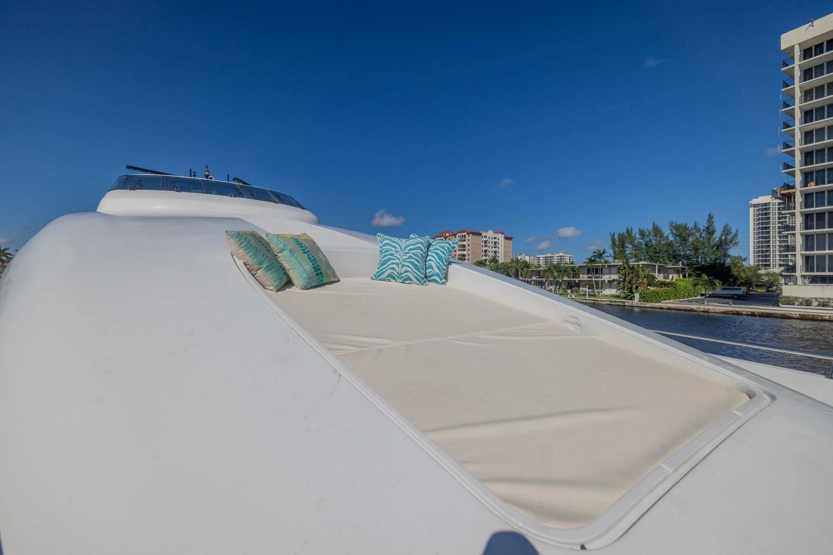 a white building with a dome roof aboard ENTOURAGE Yacht for Sale