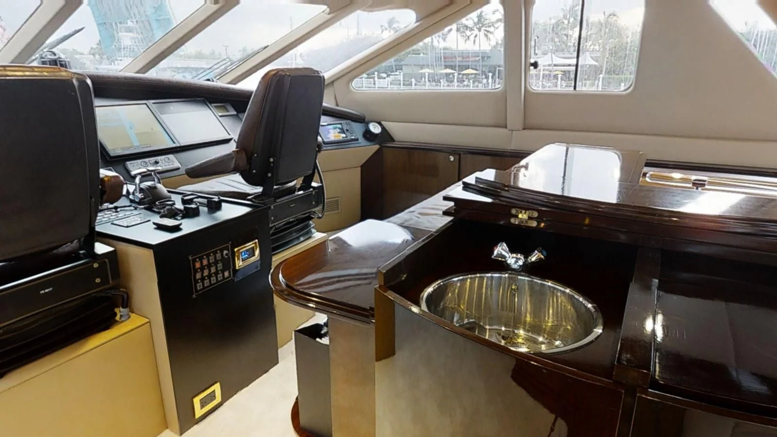 a room with a desk and a computer aboard ENTOURAGE Yacht for Sale