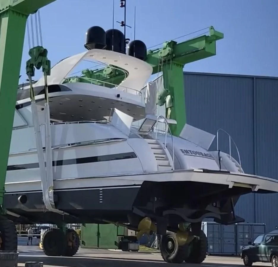 a large white airplane aboard ENTOURAGE Yacht for Sale