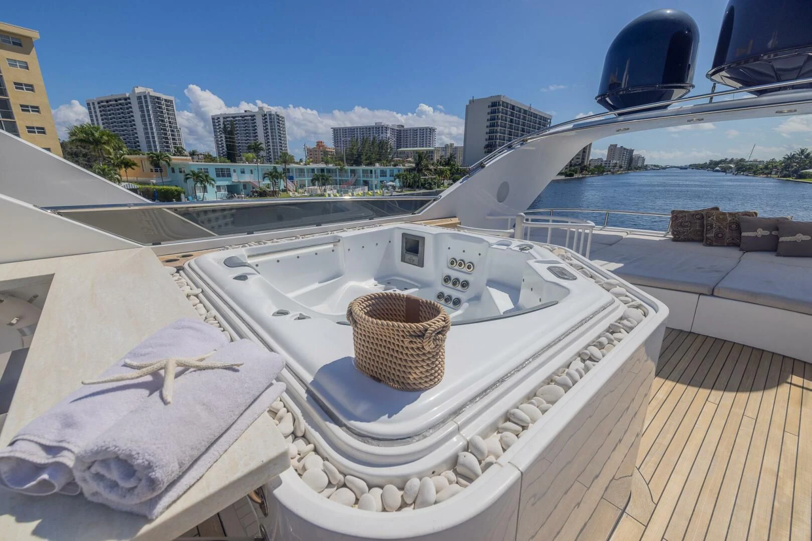 a boat on a deck aboard ENTOURAGE Yacht for Sale