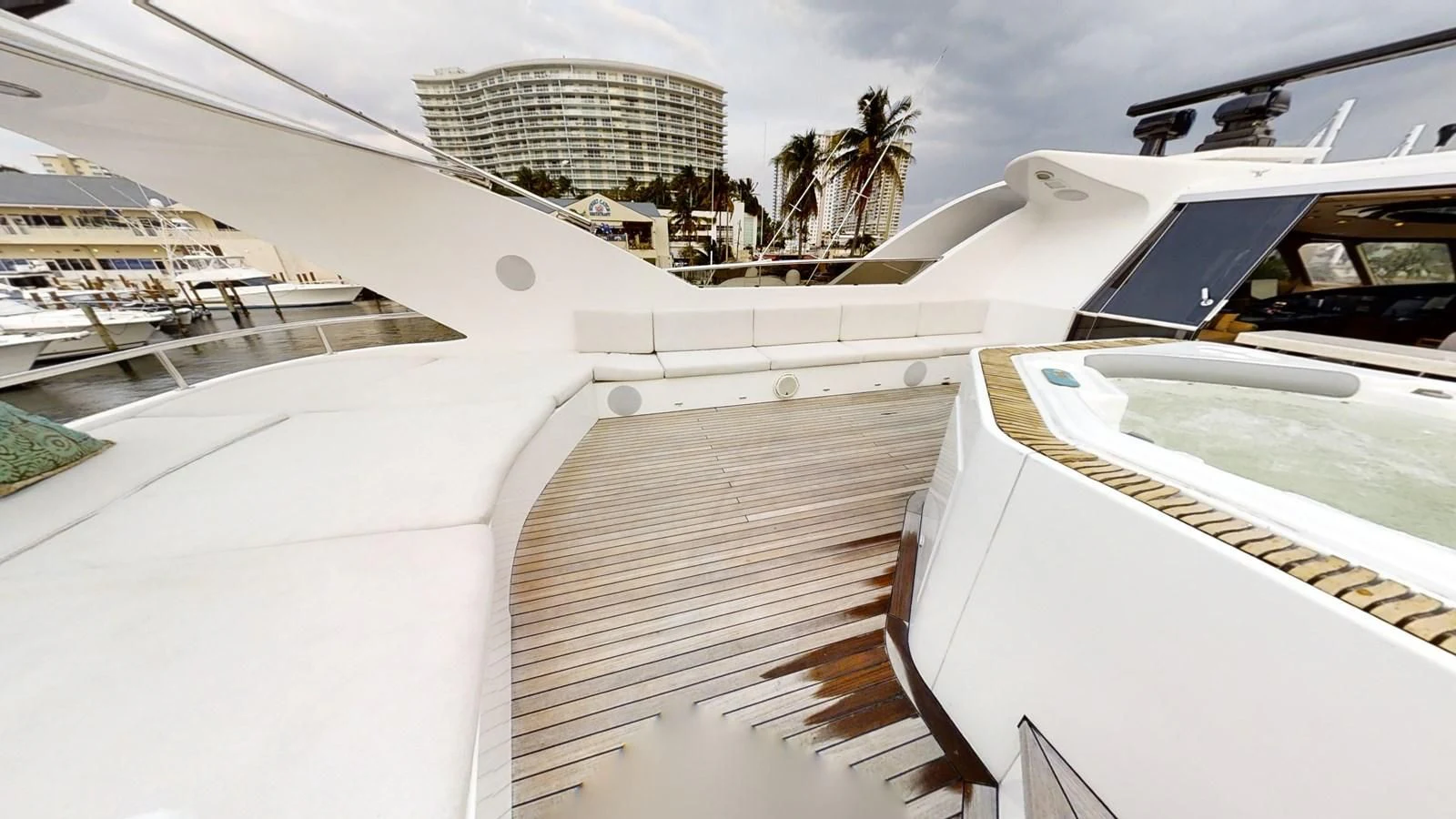 a row of white yachts aboard ENTOURAGE Yacht for Sale